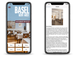 Mobile Consumer App "Basel geht aus" für Gourmedia AG; webgearing AG